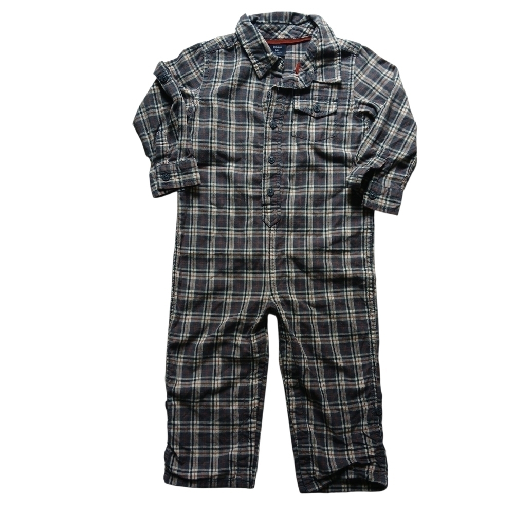 Baby GAP Baby Plaid Jumpsuit Romper 18-24 Months Cotton Lightweight - Picture 10 of 13